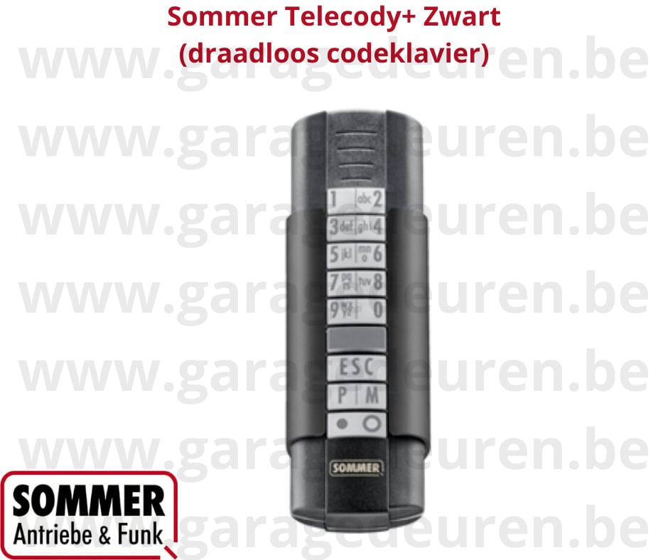 Sommer Telecody+ zwart draadloos codeklavier - 10 kanalen met code max 8 cijfers - art 104167